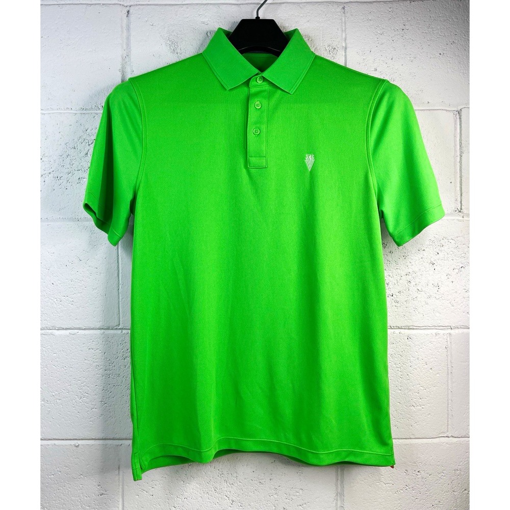 G/FORE Men's M Golf Polo Shirt Green Pink Embroidered V Logo Pray For Birdies